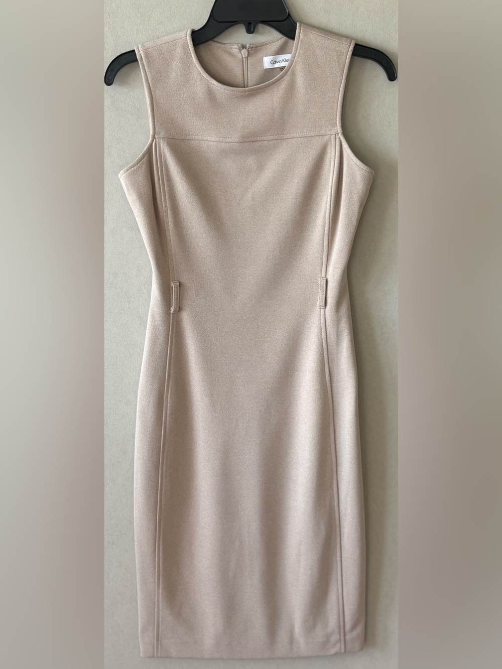 Calvin Klein Sleeveless Sheath Dress in beige size 2  wardrobe, neutral must